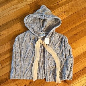 Cousin Johnny Cozy Cable Knit Women's Cape with Hood size small
